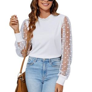 Turtleneck slim fit top with lace long sleeves